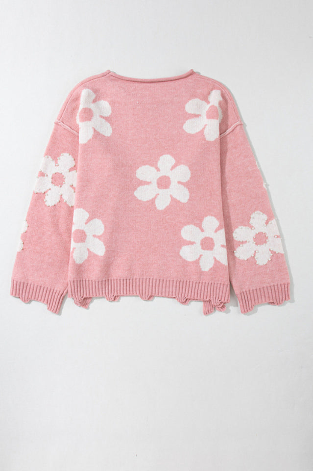 Peach Love Heart With Pearls Sweater