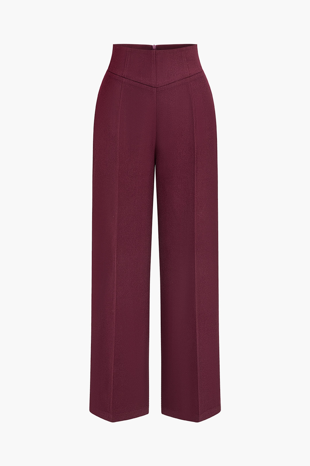 Basic High-Waisted Wide Leg Trousers in Twill Fabric