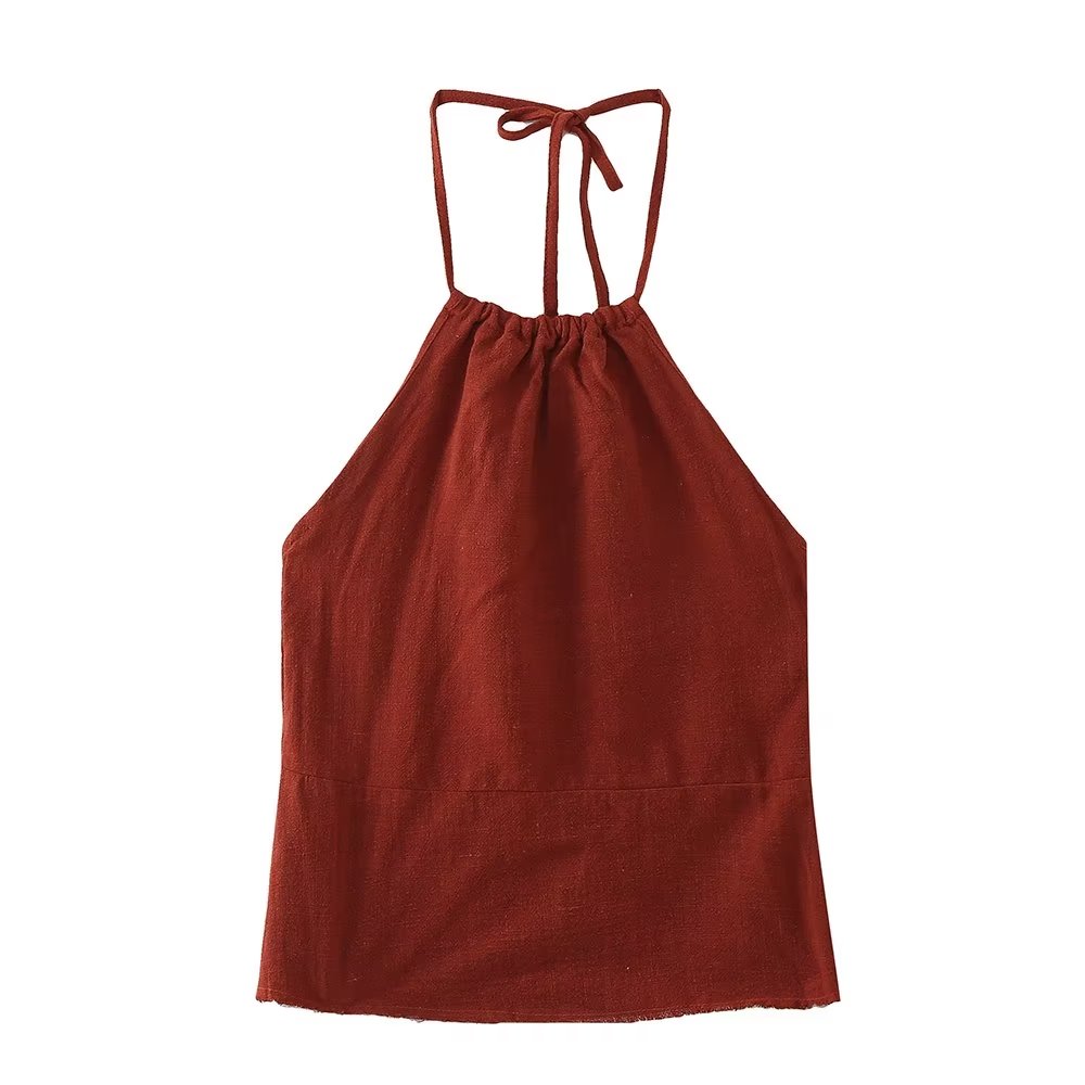 Linen Halter Top Skirt Matching Set