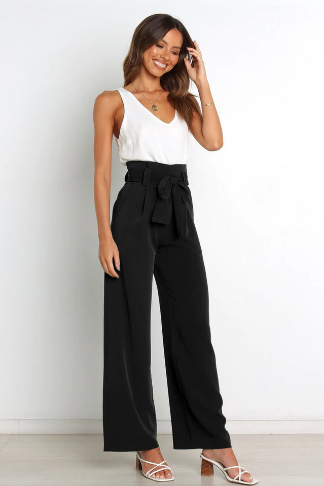 All-Matching Belted Wide-Leg Trouser Outfit