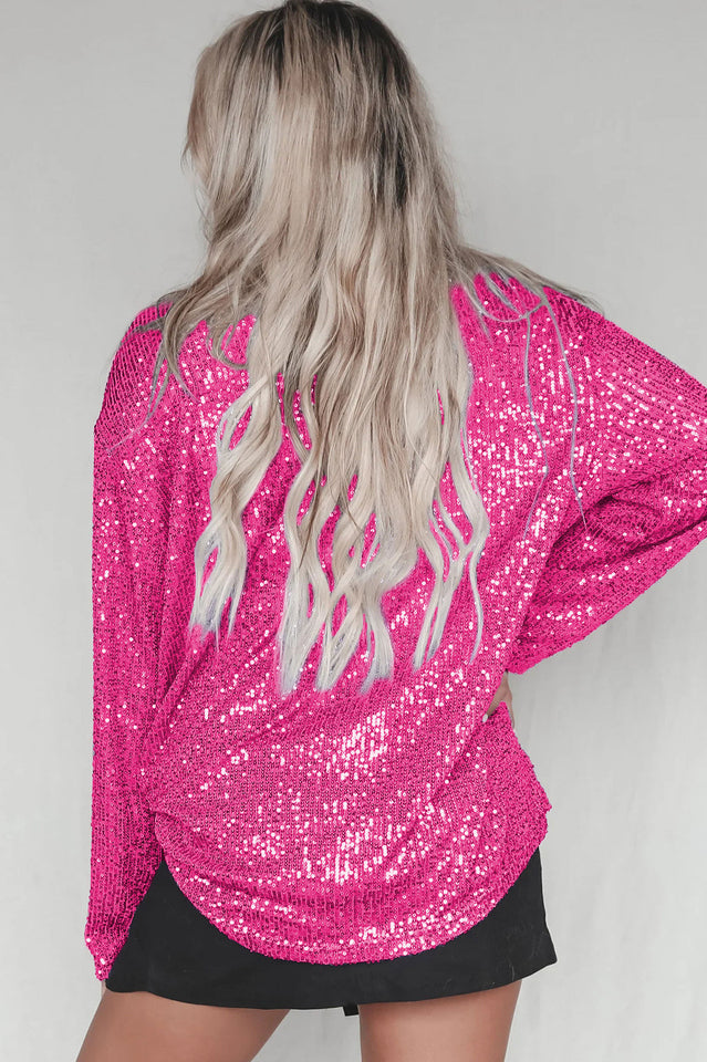 Attention Seeker Sequin Button-Up Top