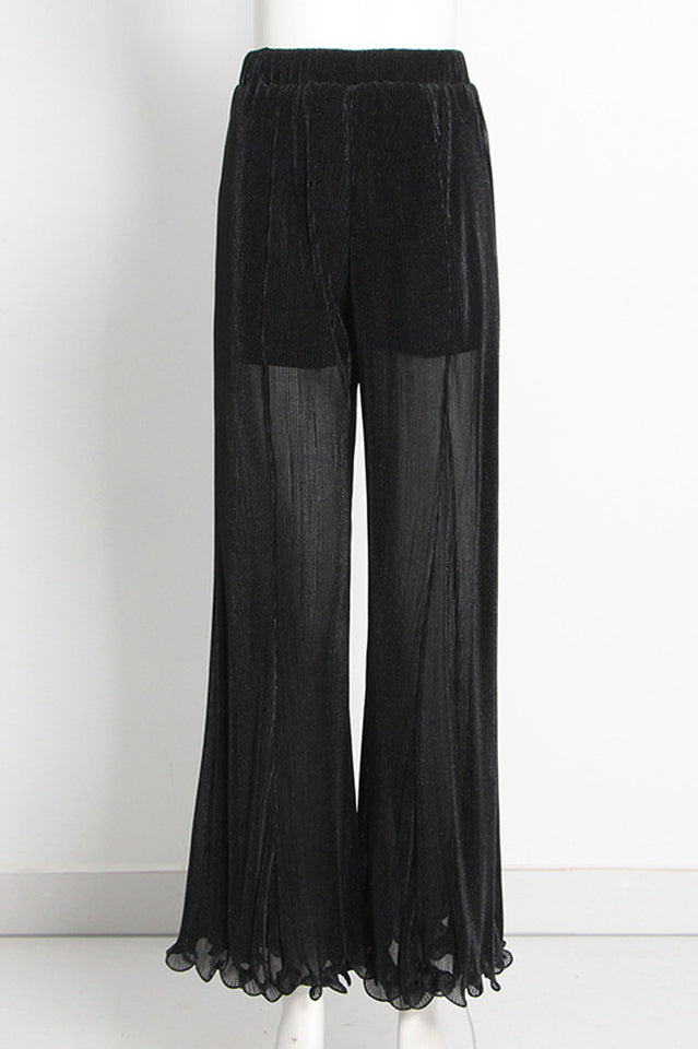 Ruffled Asymmetrical Hem Top and Pants Set