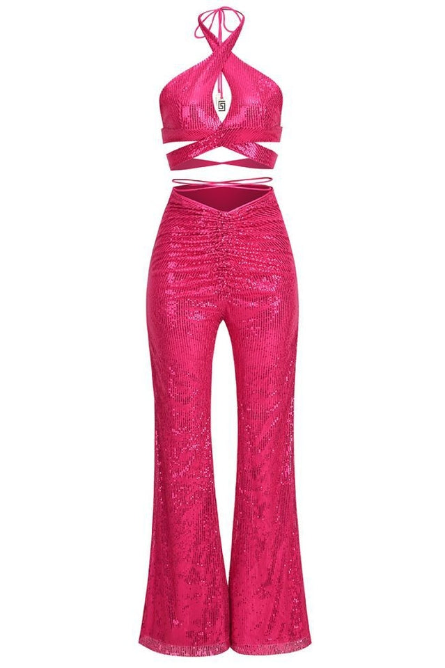 Sequin Top and Pants Jumpsuit Set