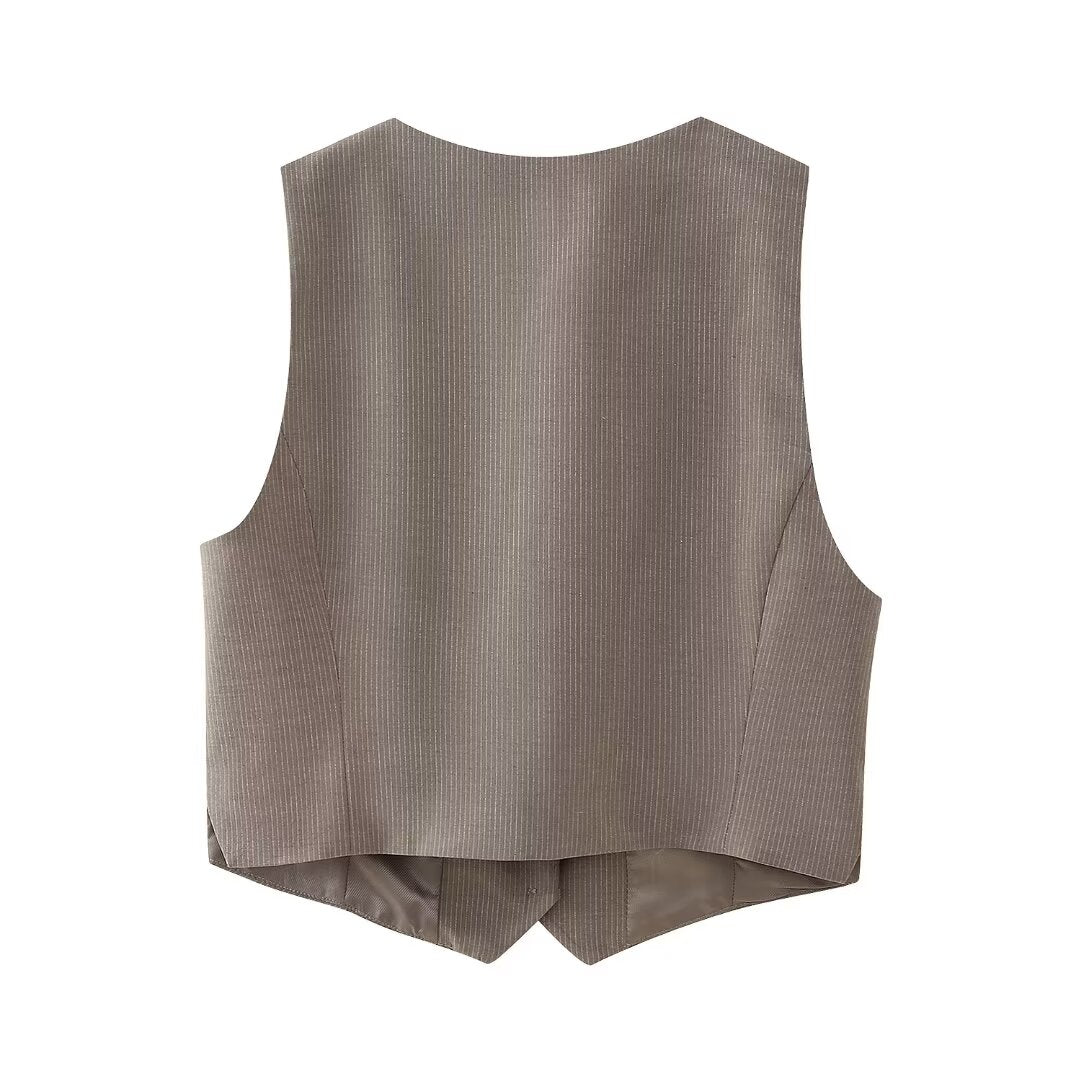 Vest Trousers Suit with Sleeveless Top