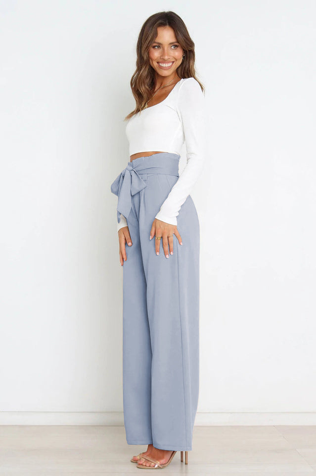 All-Matching Belted Wide-Leg Trouser Outfit