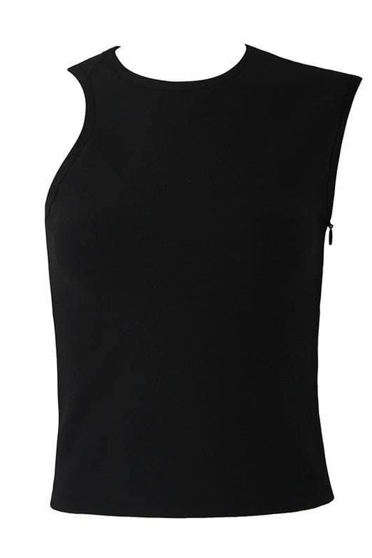 Thin Bandage Slim Top with High Neckline