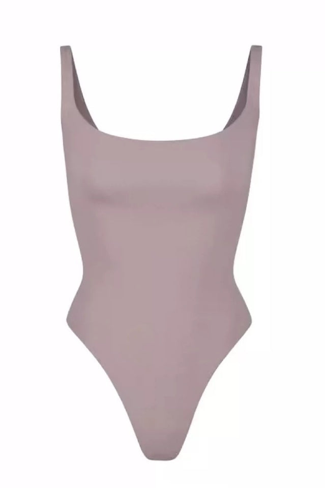 Square Neck Stretch Jersey Bodysuit for Everyday Wear