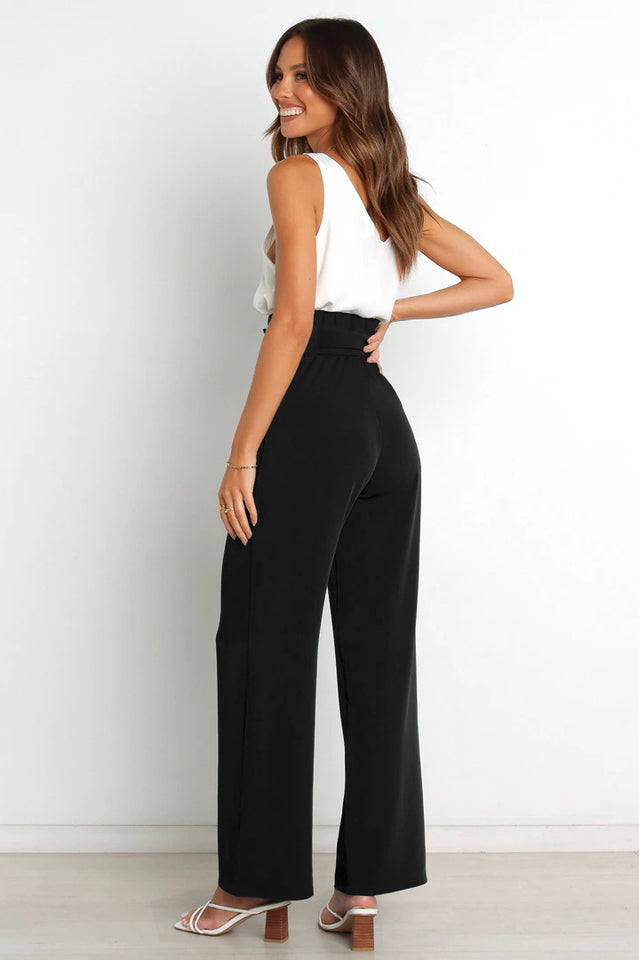 All-Matching Belted Wide-Leg Trouser Outfit