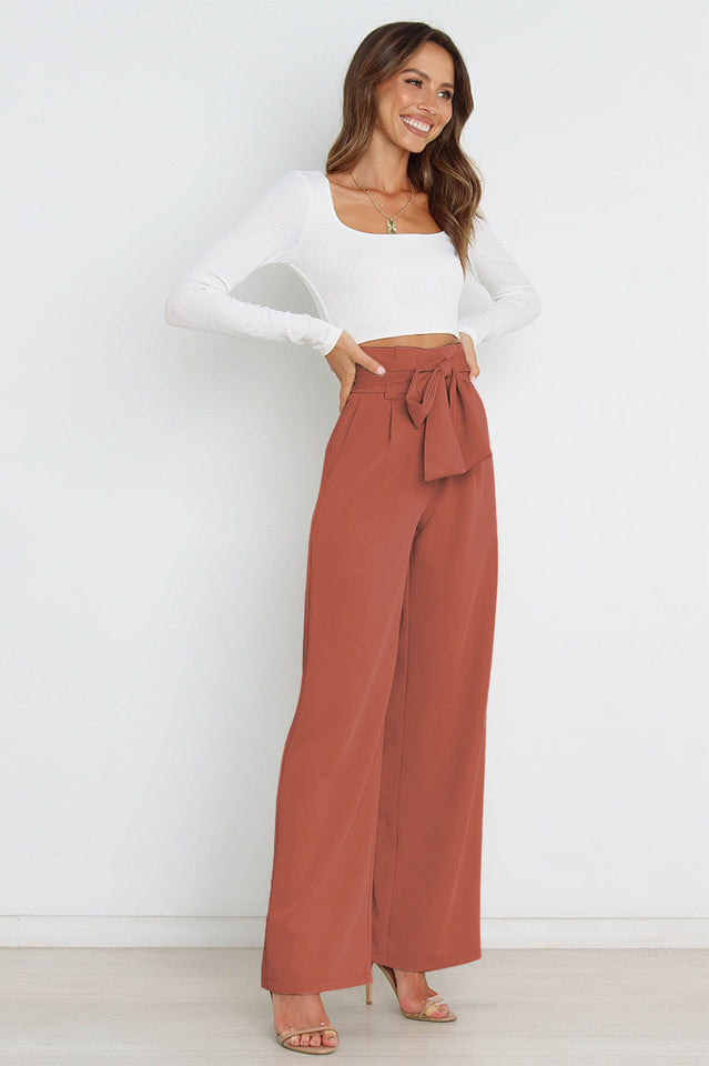 All-Matching Belted Wide-Leg Trouser Outfit