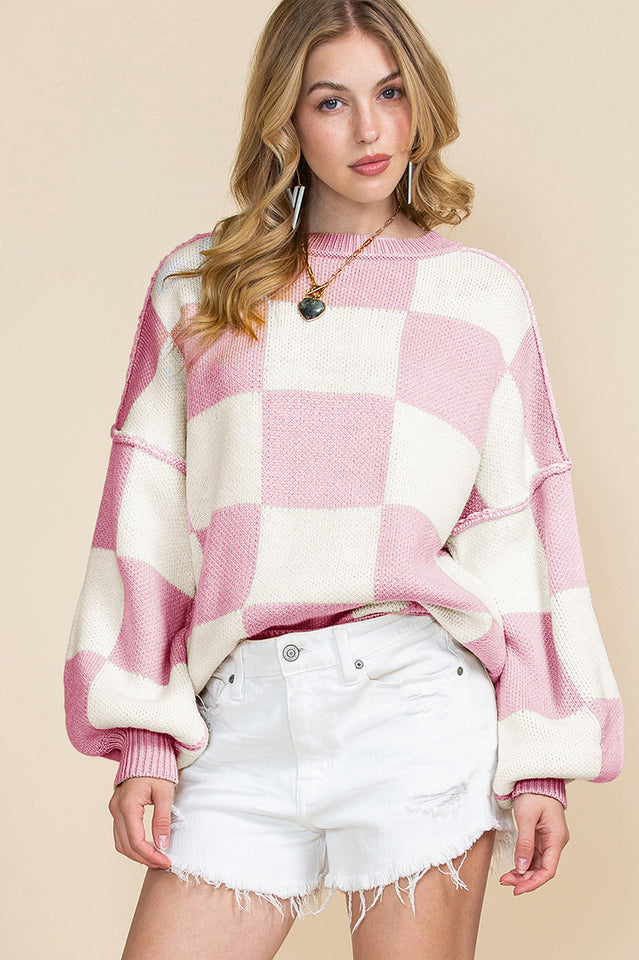 Cozy Checkered Knit Pamela Top