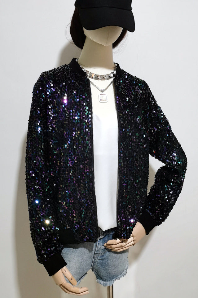 All Eyes on You Sequin Bomber Jacket