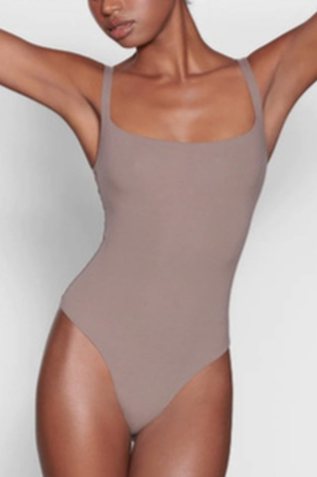 Square Neck Stretch Jersey Bodysuit for Everyday Wear