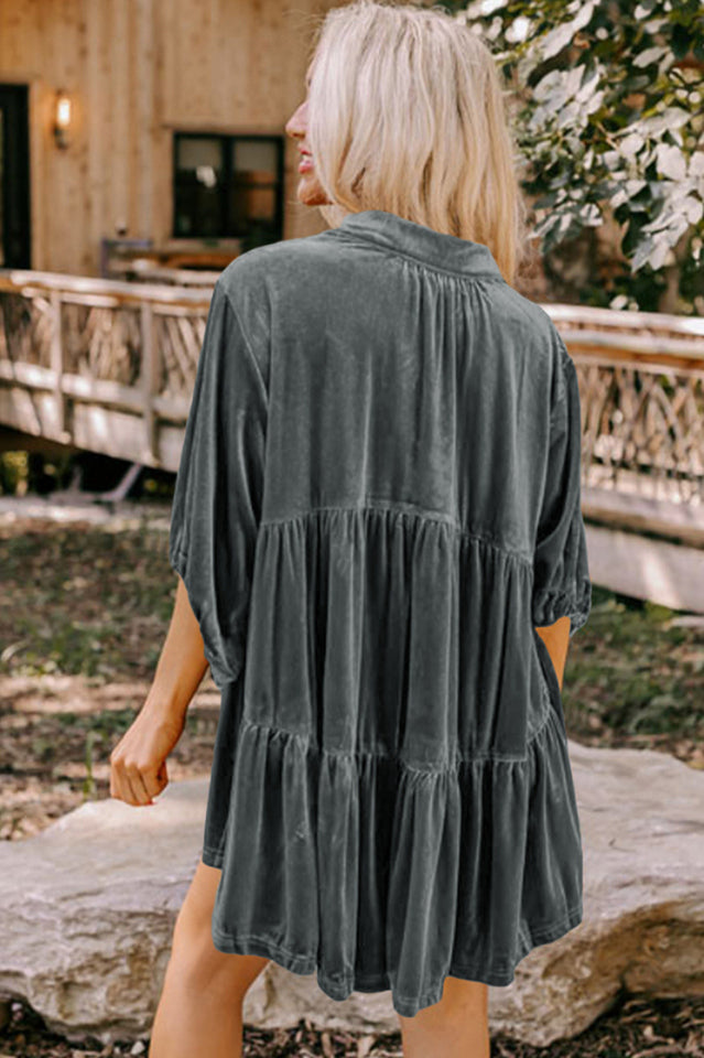 Chestnut Ruffle Velvet Tunic Top for Effortless Elegance