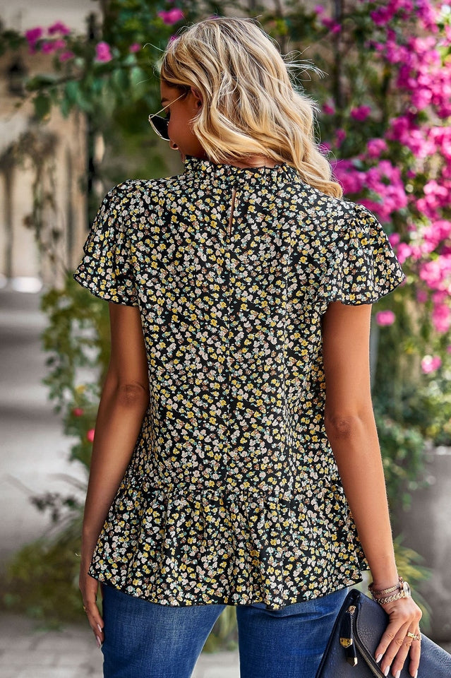 Floral Print Ruffled Blouse for Summer