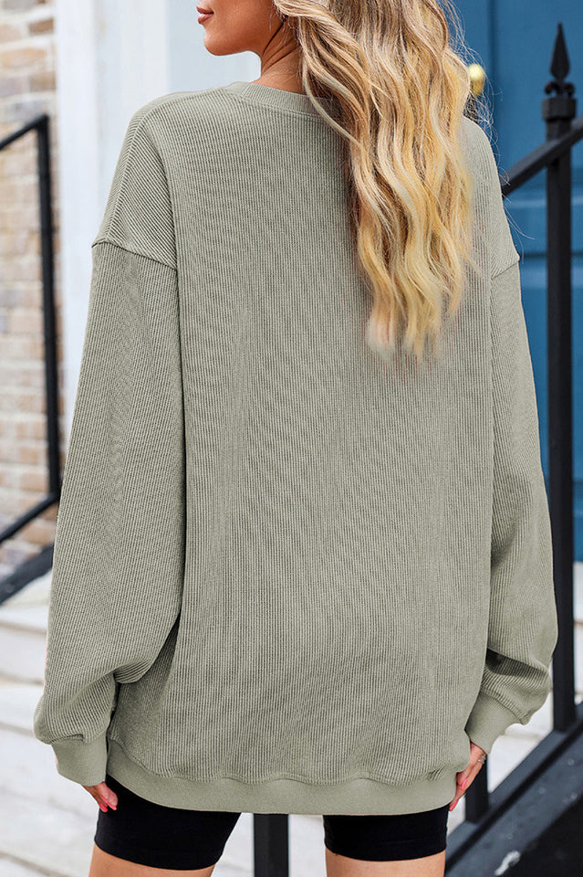 Round Neck Dropped Shoulder Sweatshirt in Opaque Fabric