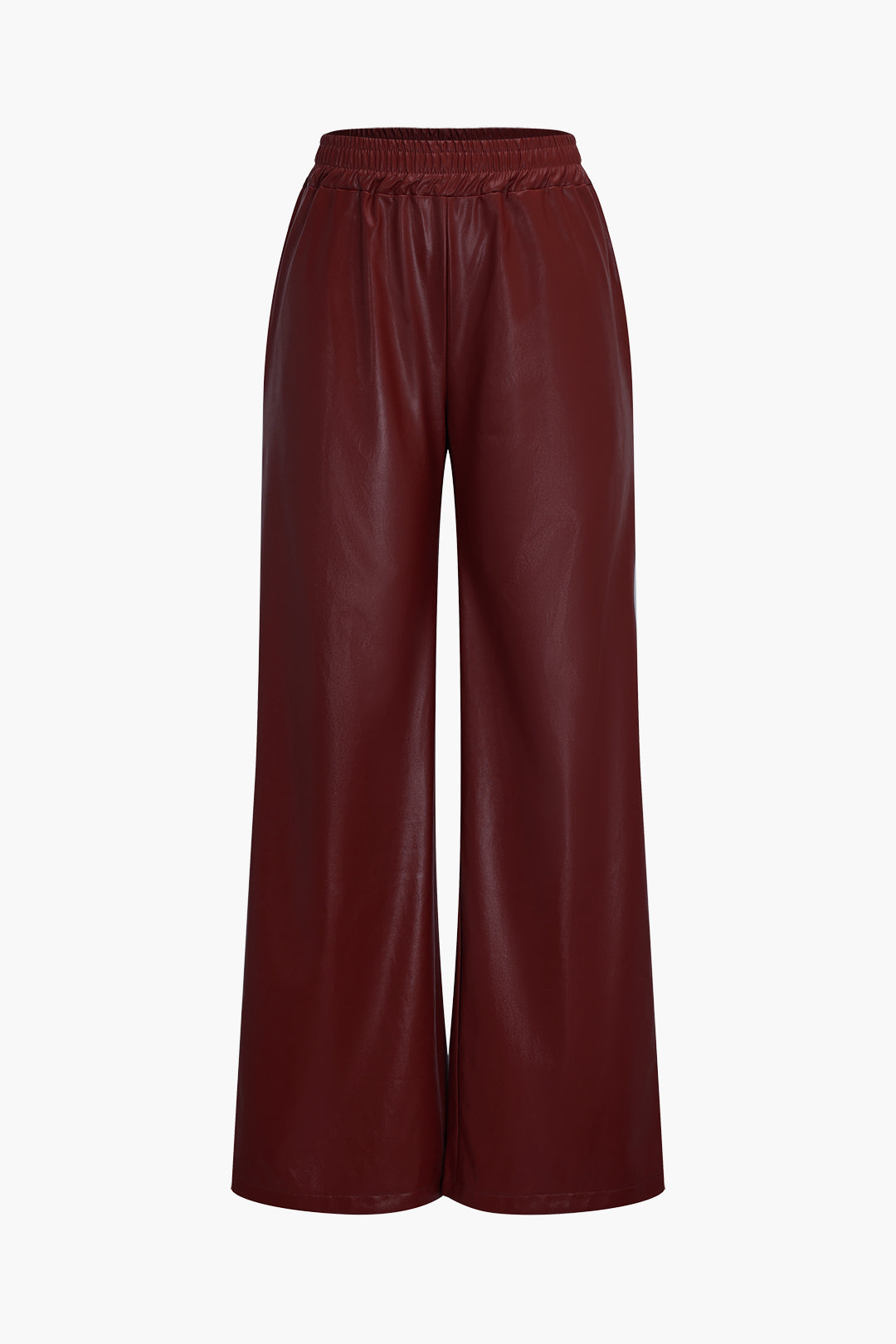 Faux Leather Pocket Wide Leg Trousers