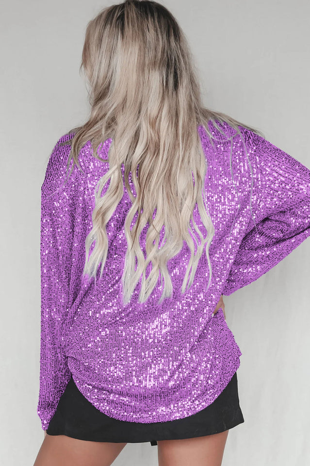 Attention Seeker Sequin Button-Up Top