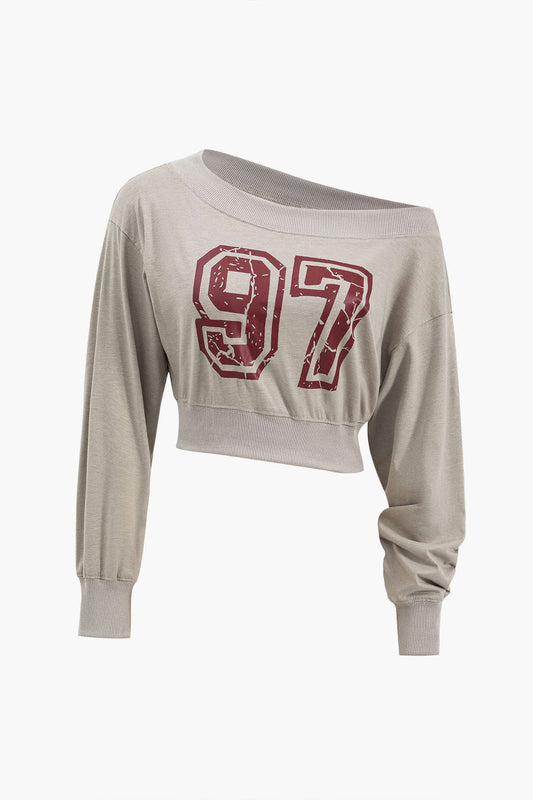 Digital Pattern Long Sleeve Sweatshirt in Jersey Fabric