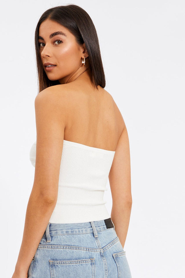 Strapless Knotted Knit Crop Top