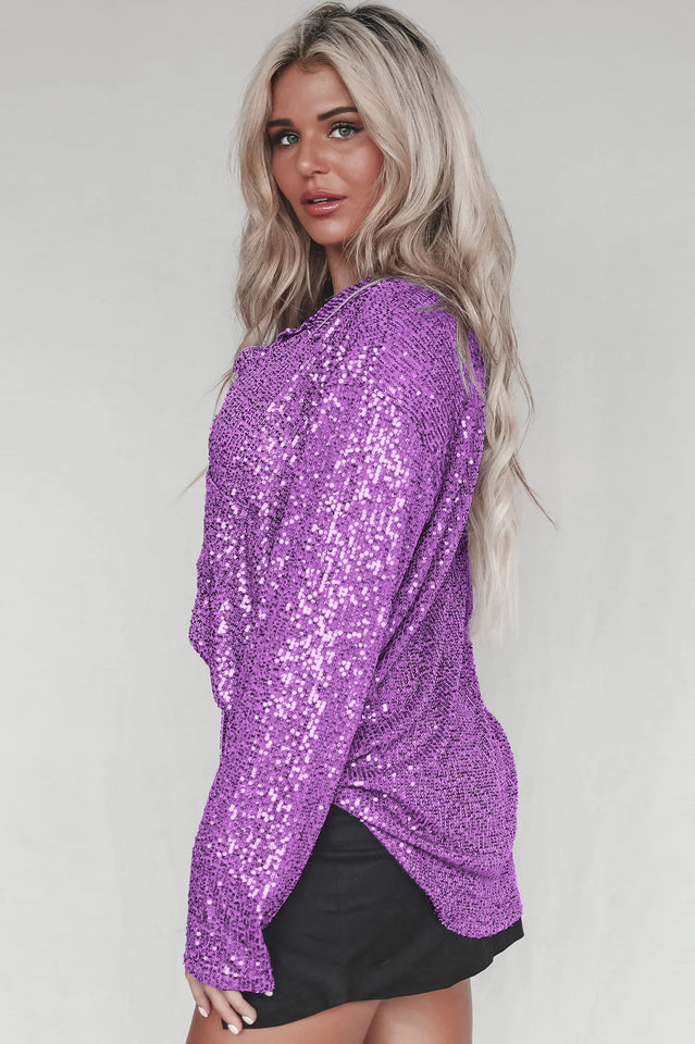 Attention Seeker Sequin Button-Up Top