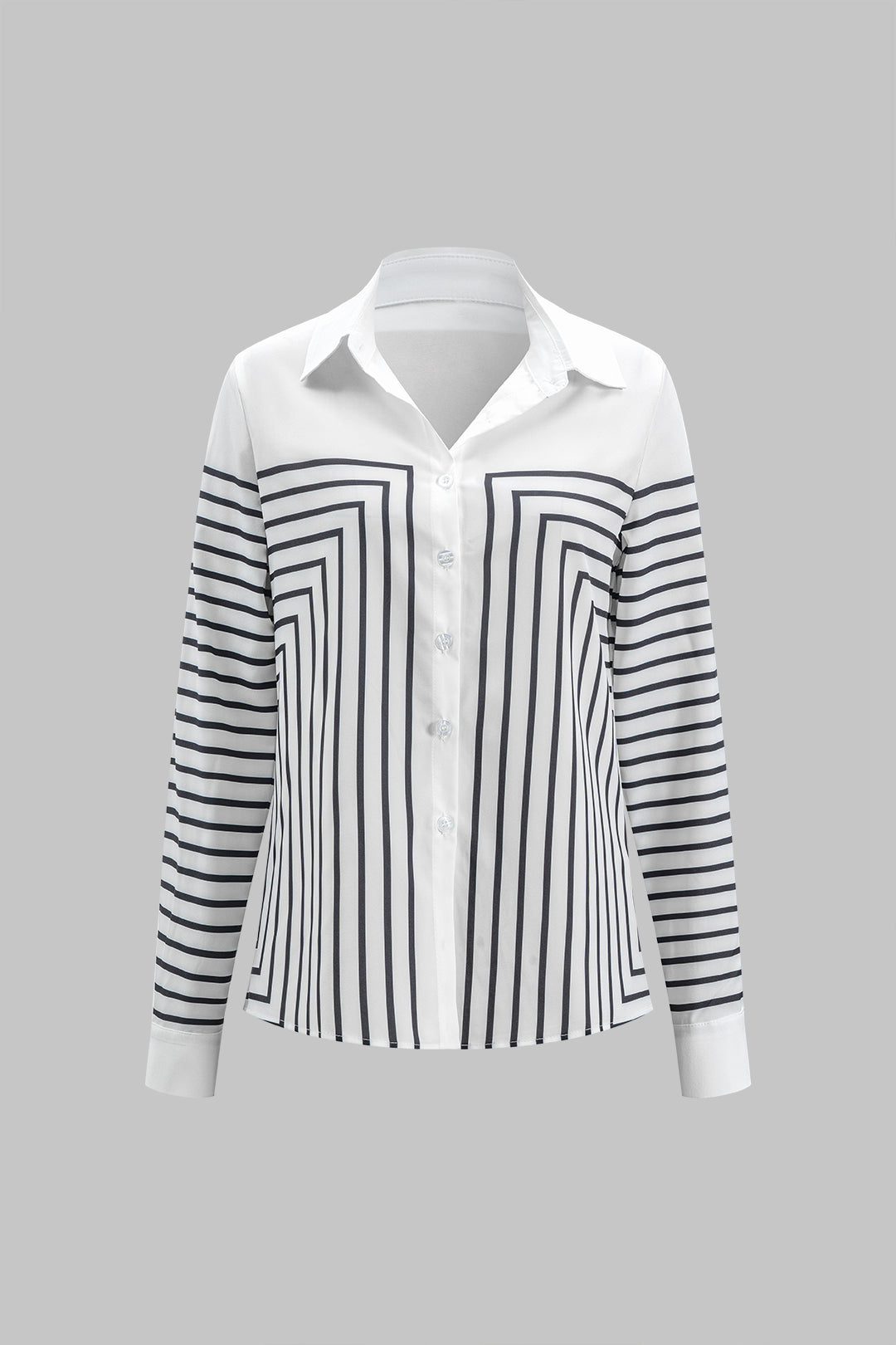 Stripe Button Long-Sleeve Casual Shirt