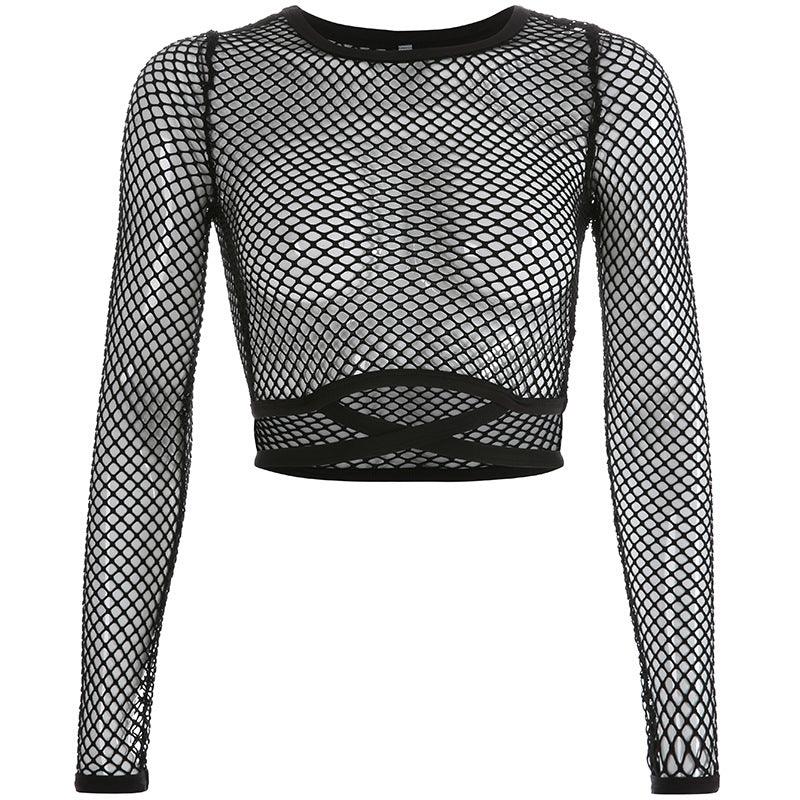 Hollow Straps Mesh T-Shirt for Breathable Comfort