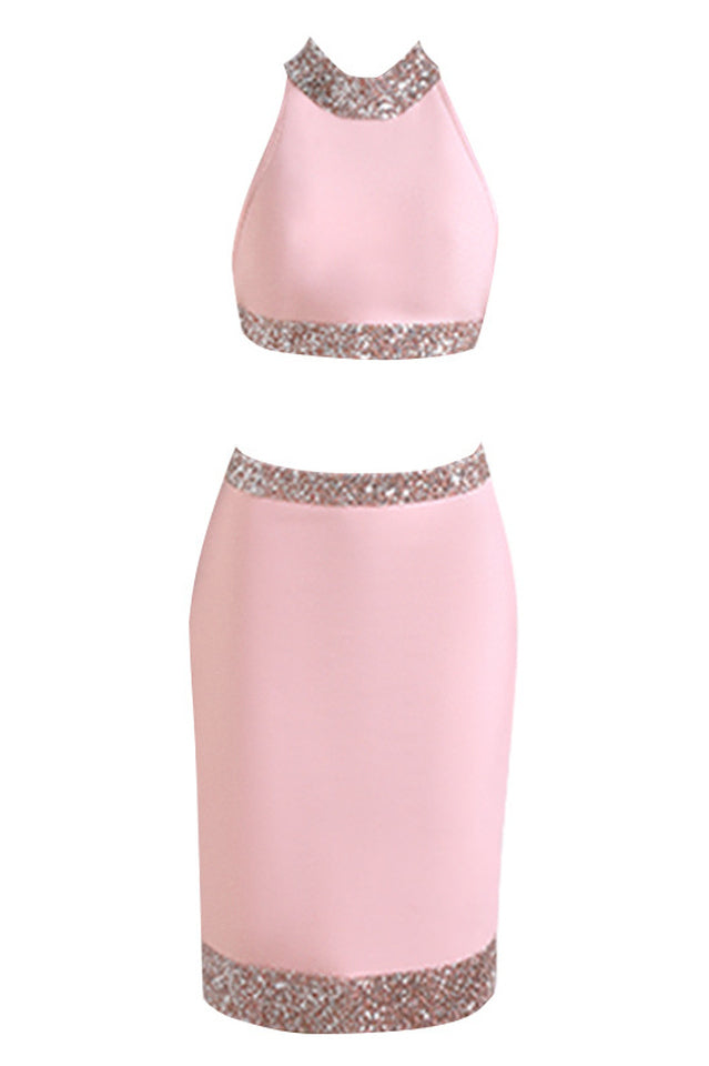 Charlee Two Piece Pink Sets - Chic Bandage Style