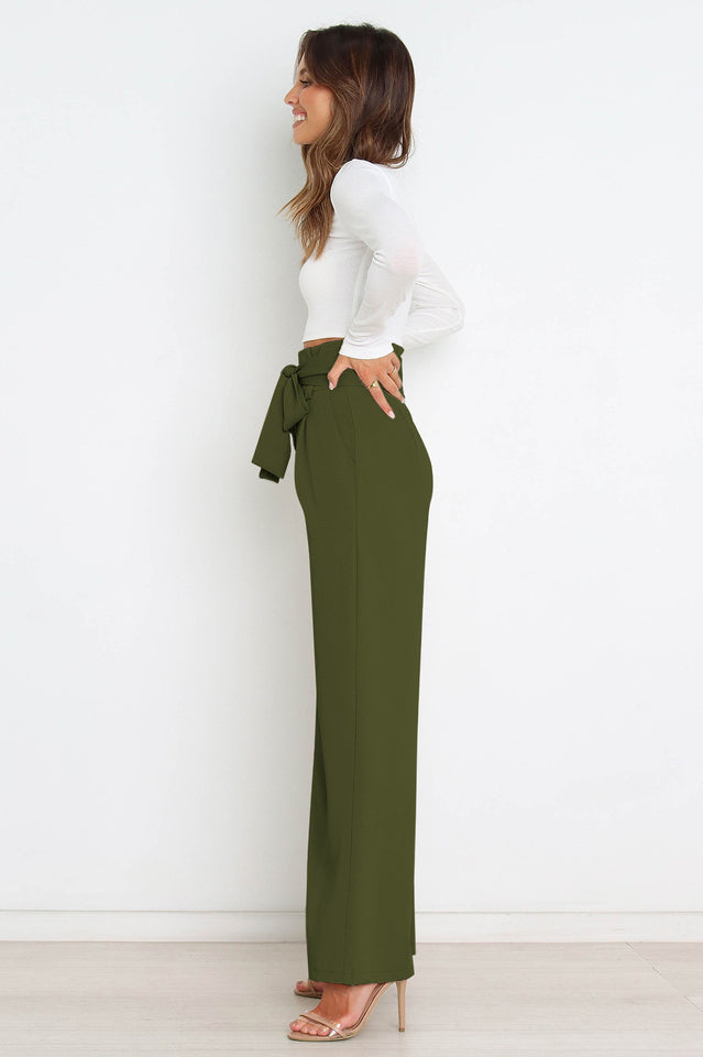 All-Matching Belted Wide-Leg Trouser Outfit