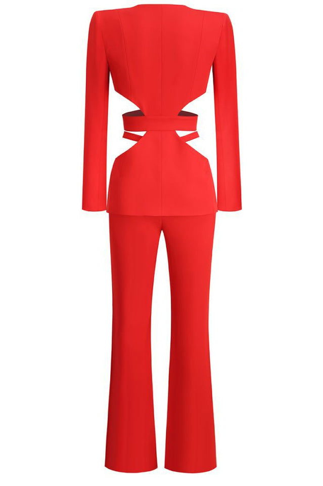 Red Cutout Two-Piece Jumpsuit Set