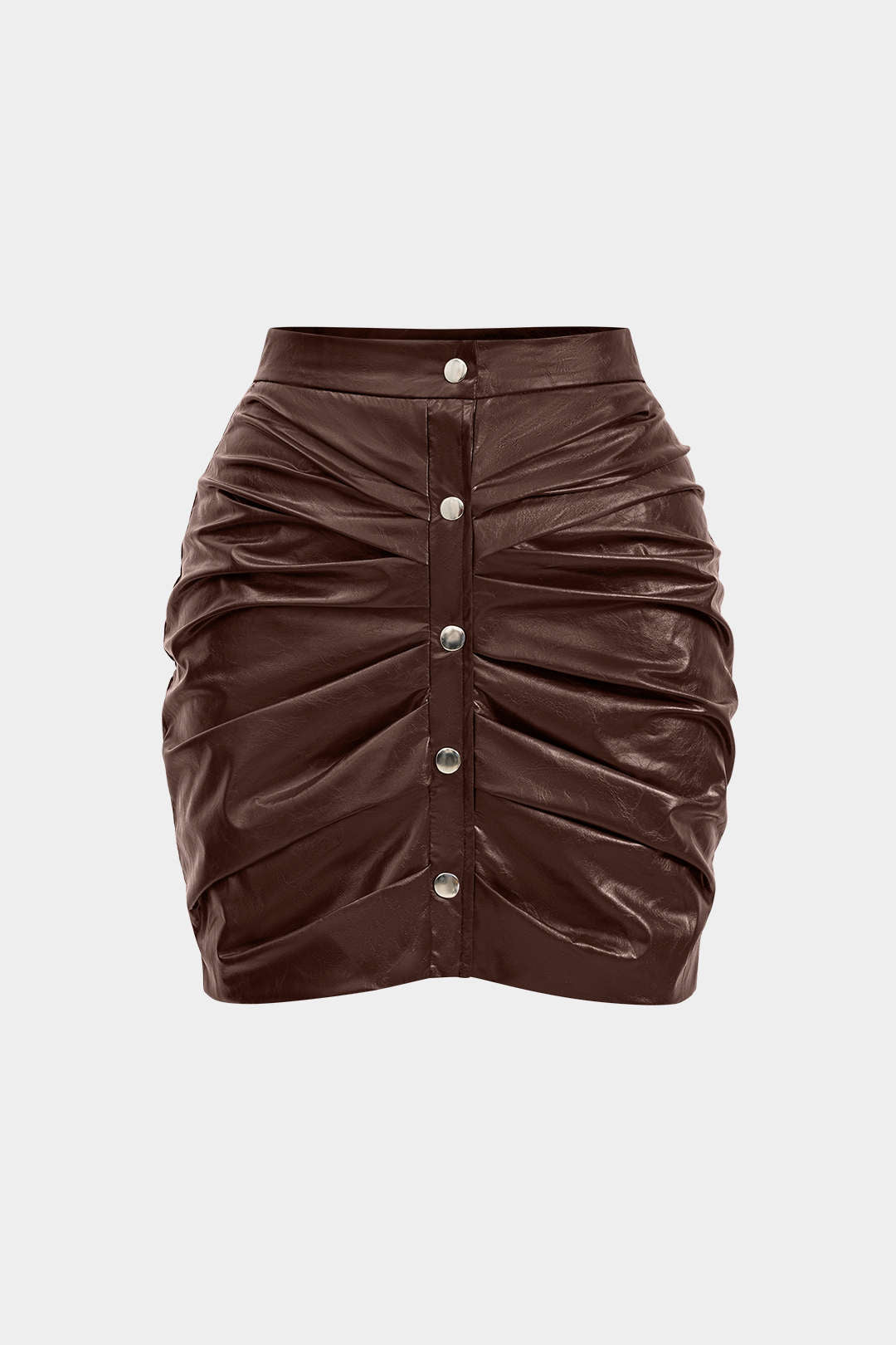 Faux Leather Ruched Skirt in Slim Fit