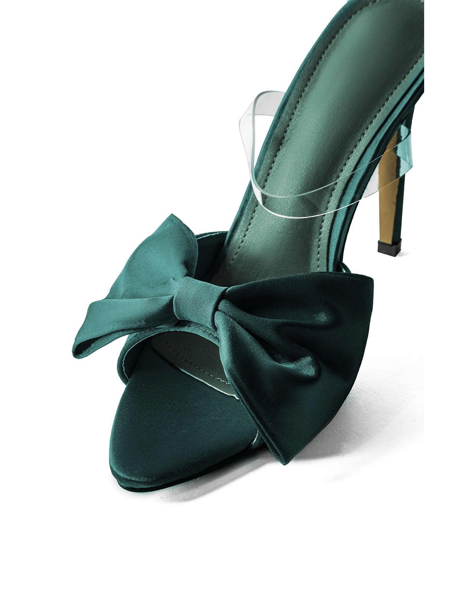 Bowtie Slingback High Heels in Satin Finish