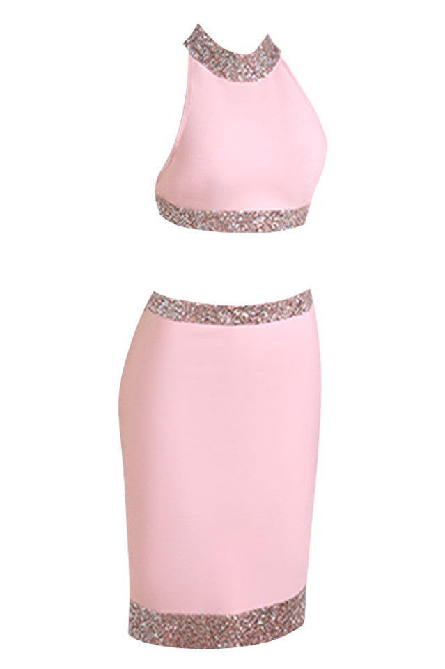 Charlee Two Piece Pink Sets - Chic Bandage Style