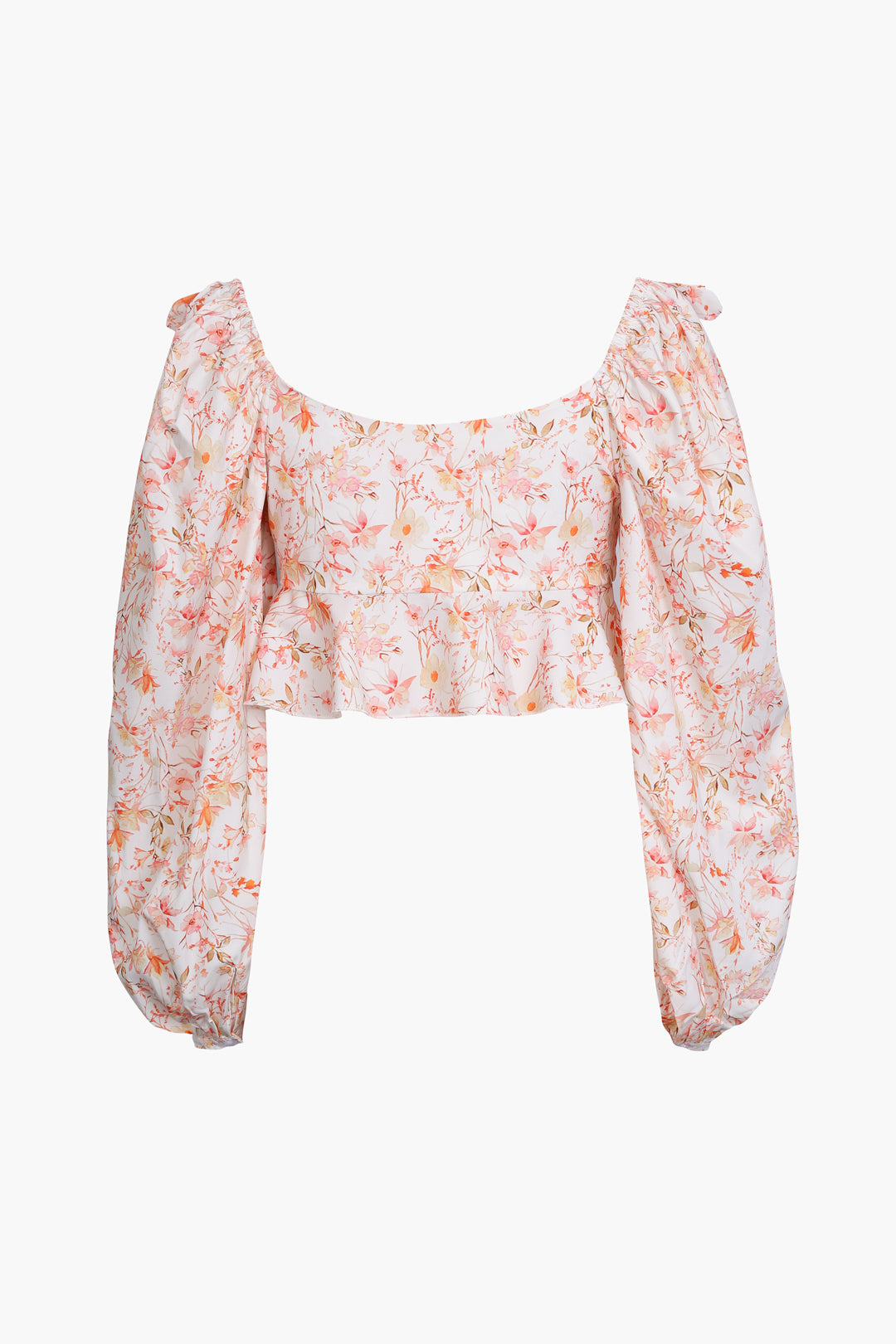 Floral Puff Sleeve Tie Front Blouse in Soft Fabric