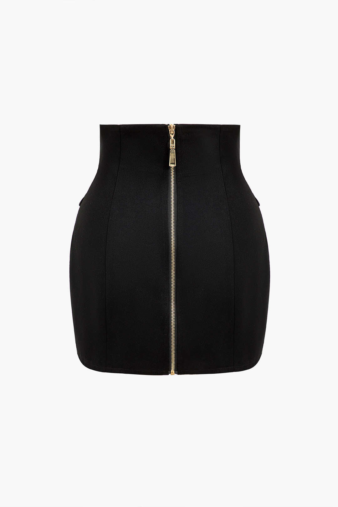 Fitted Solid Button Mini Skirt in Twill Fabric