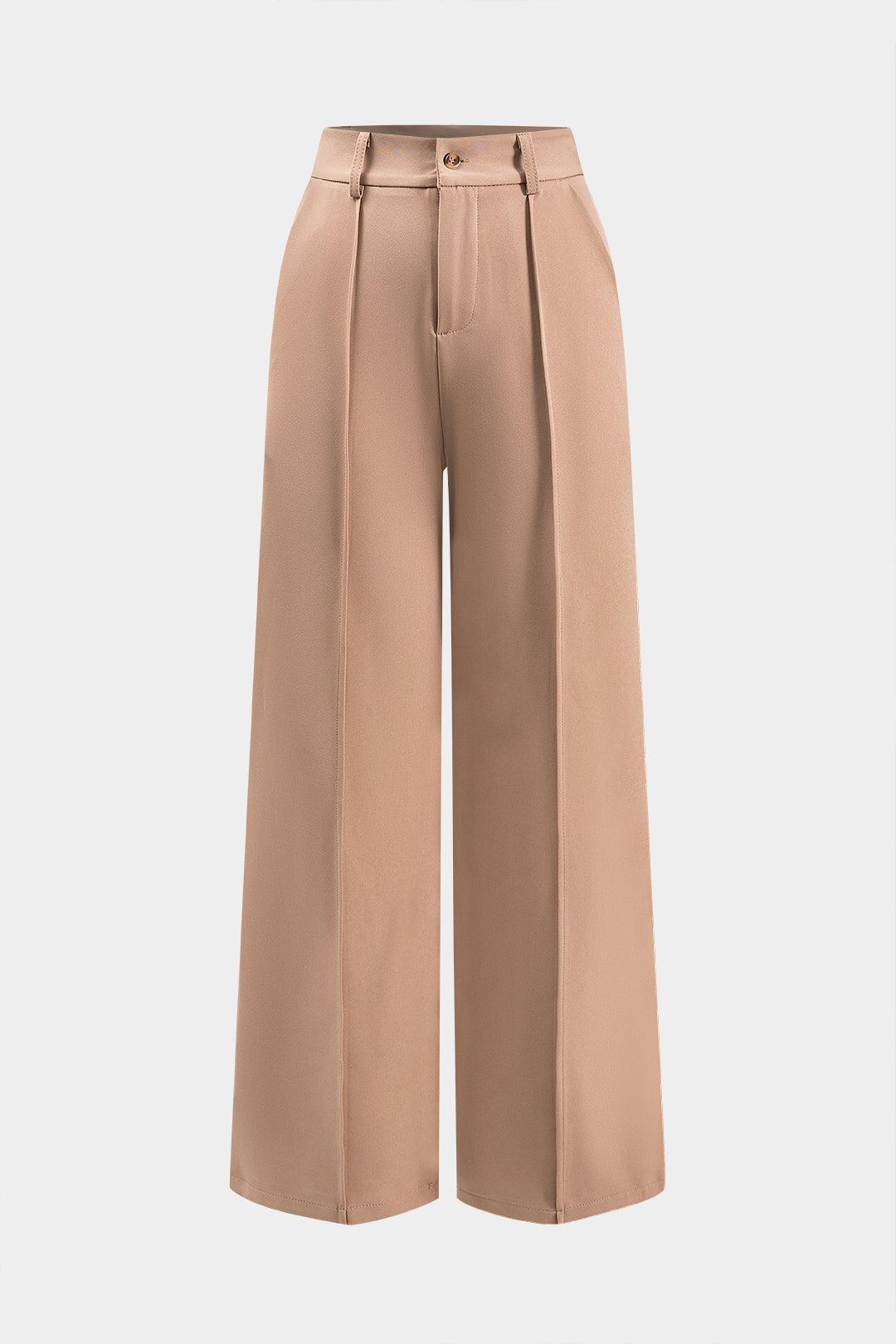 Pleated Button Pocket Wide Leg Trousers