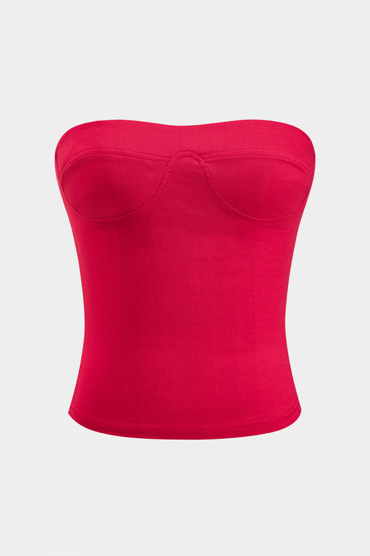 Solid Bustier Strapless Tube Top in Jersey Fabric