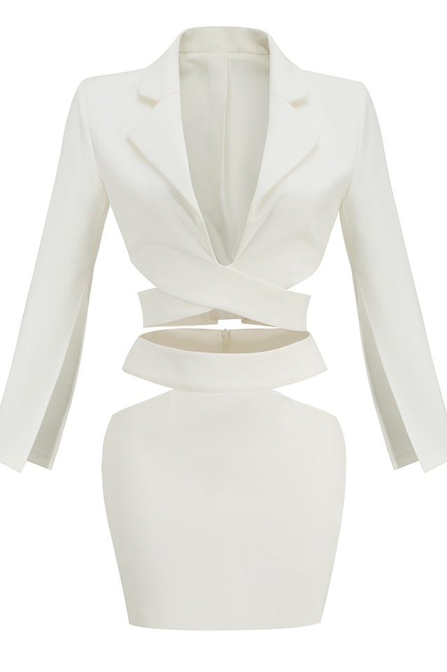 Cut Out Blazer Top And Mini Skirt Set