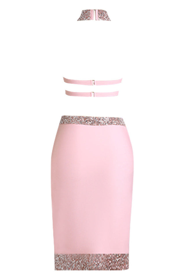 Charlee Two Piece Pink Sets - Chic Bandage Style