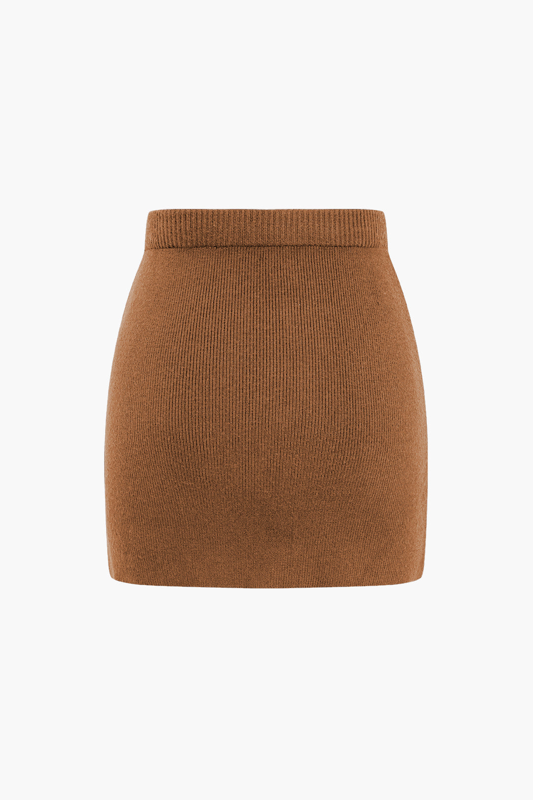 Basic Solid Knit Mini Skirt in Fitted Style