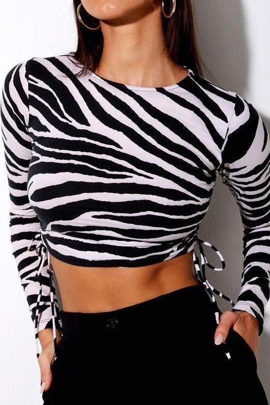 Zebra Print Long-Sleeved T-Shirt for Street Style