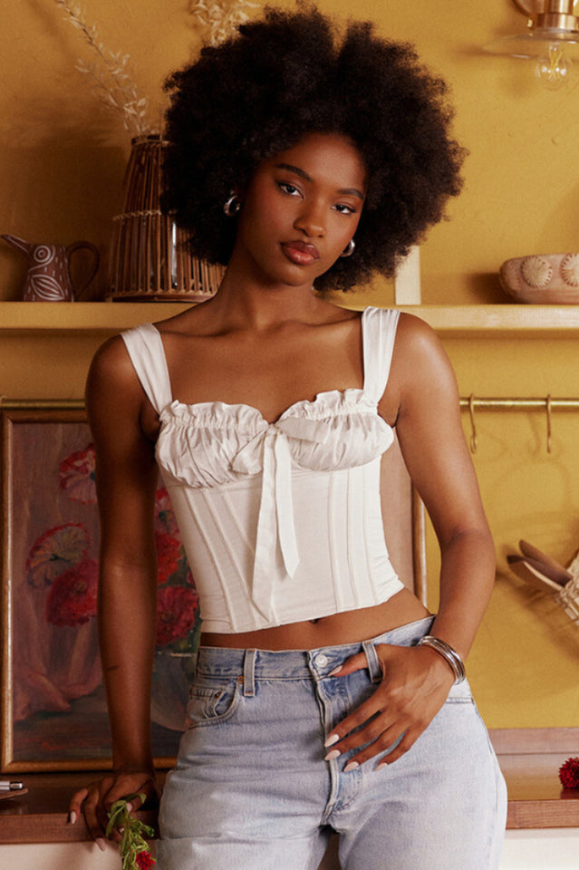 Cloud Cotton Tie Front Corset Top