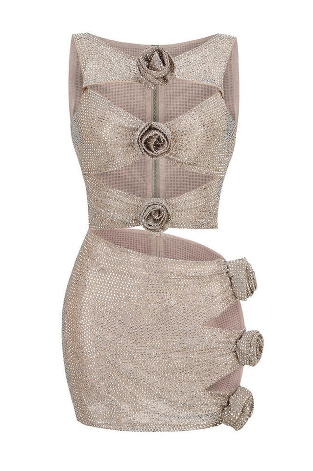 Linne Cutout Top and Skirt Set with Sequins