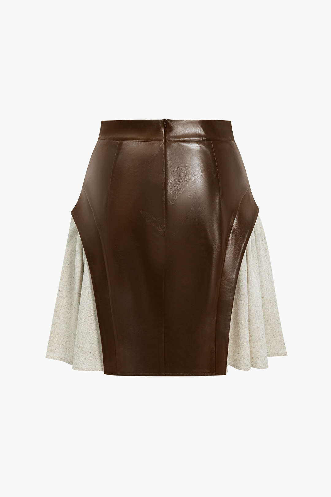 Color Block Ruched Zipper Skirt