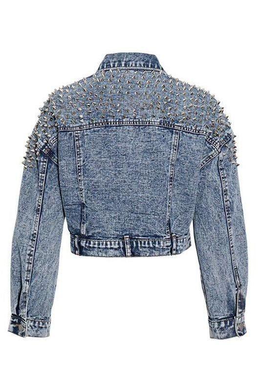 Short Denim Long-Sleeved Jacket for All-Weather Wear