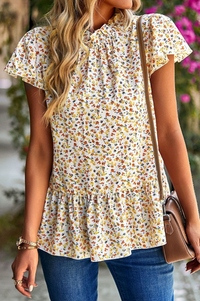 Floral Print Ruffled Blouse for Summer