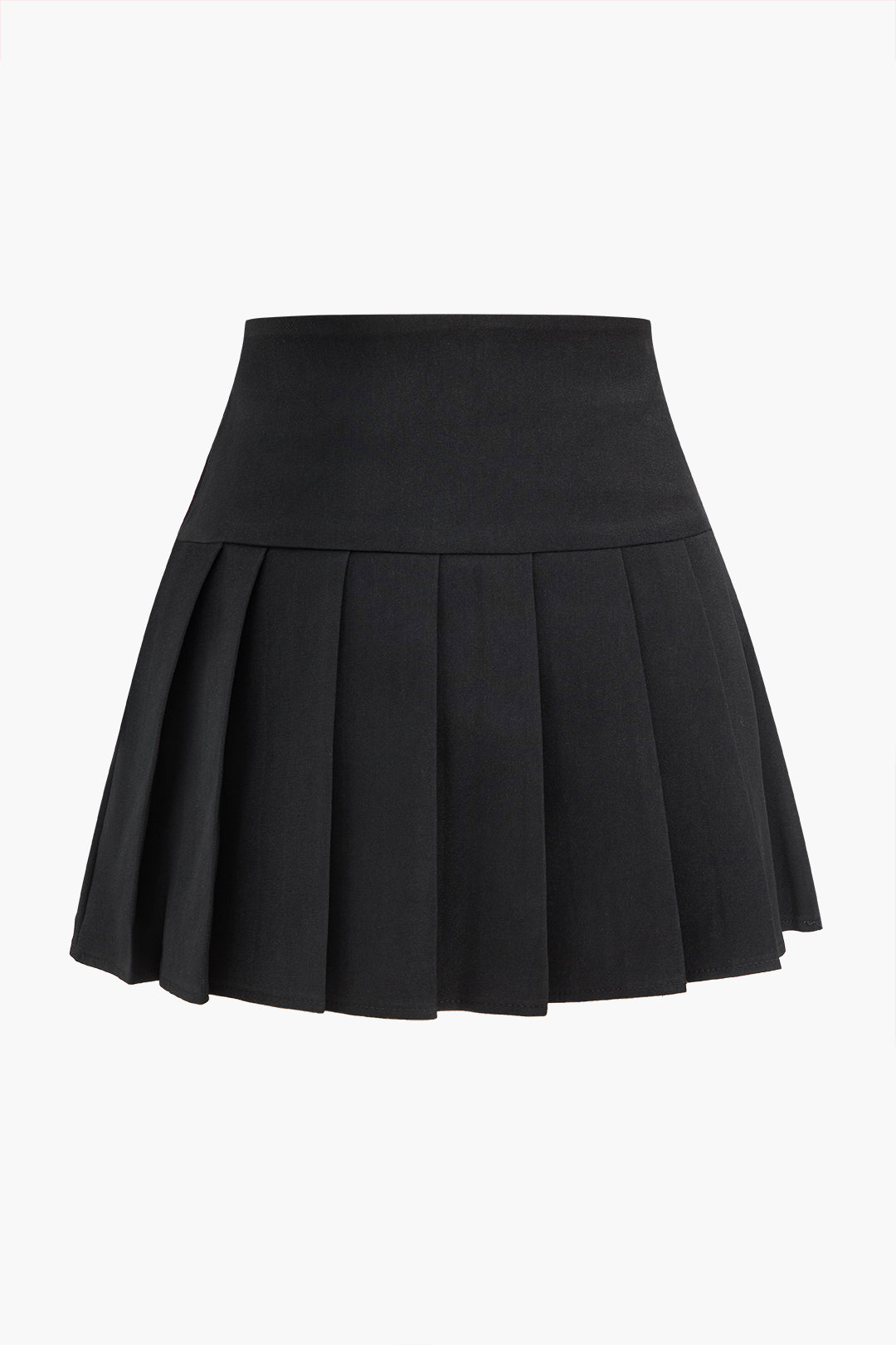 Pleated Asymmetrical High Waist Skirt with Button Pockets