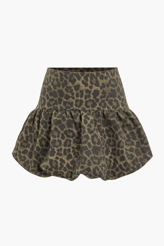 Leopard Print Ruffle Mini Skirt