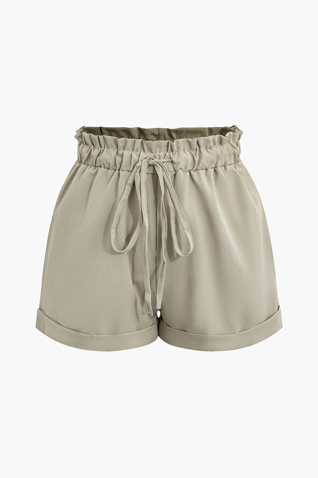 Casual Drawstring Rolled Hem Shorts