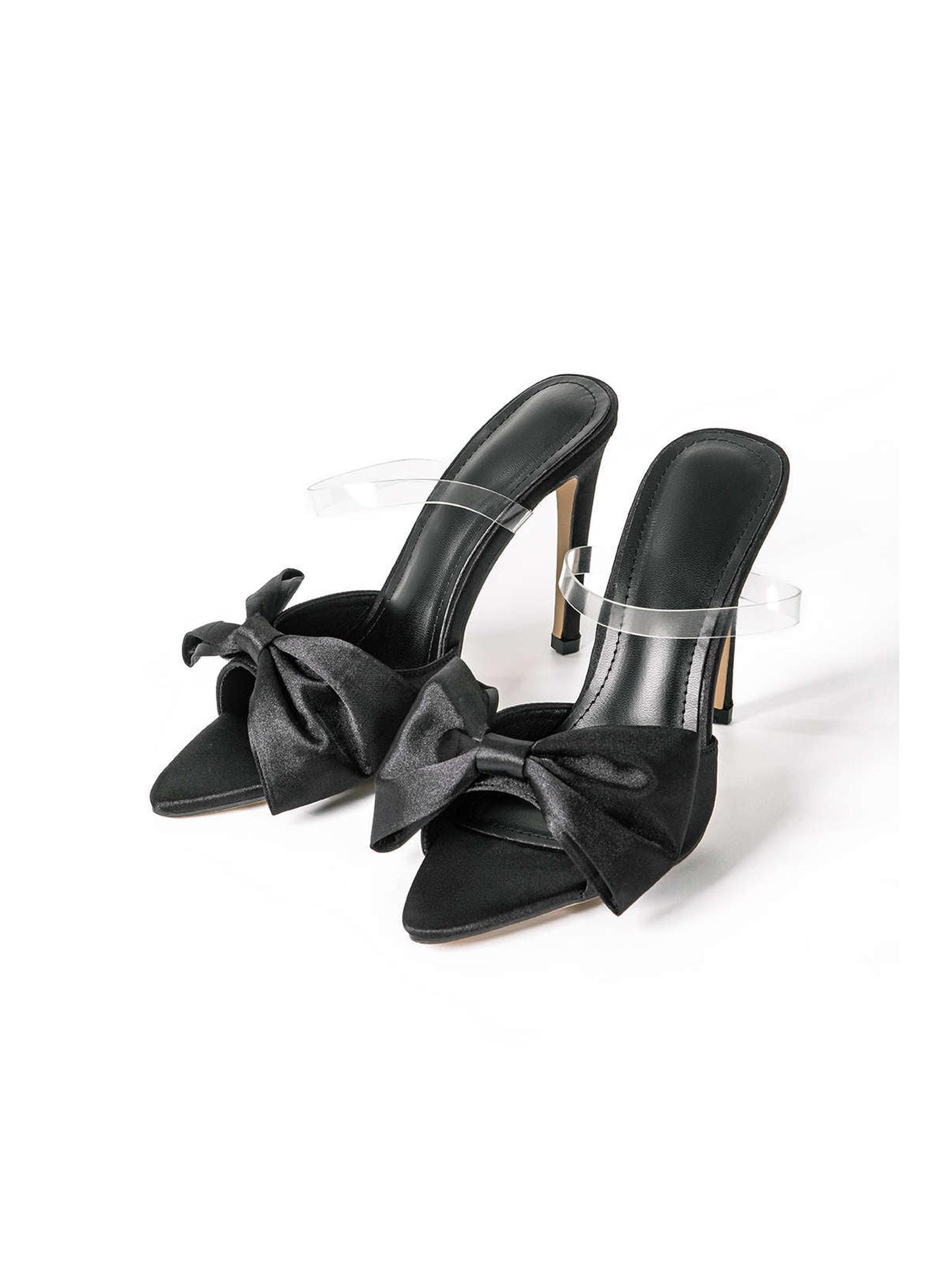 Bowtie Slingback High Heels in Satin Finish