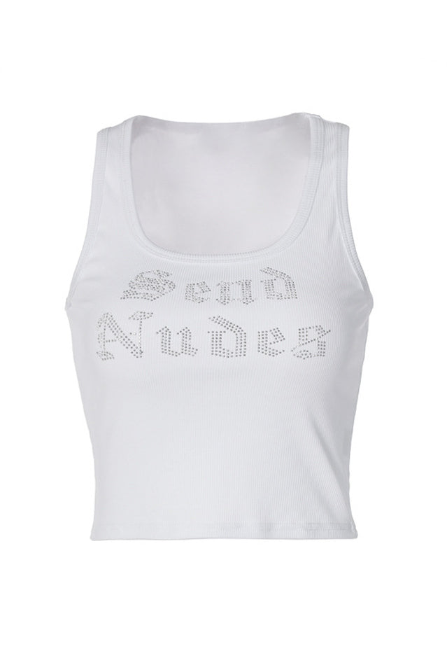 Send Nudes Rhinestone Baby Tank Top